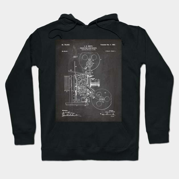 Film Camera Patent - Film Lover Cinema Student Art - Black Chalkboard Hoodie by patentpress